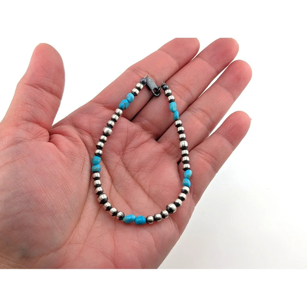 Navajo Style‎ Bracelet Hand-Strung Turquoise Native American Jewelry 7.75 **
